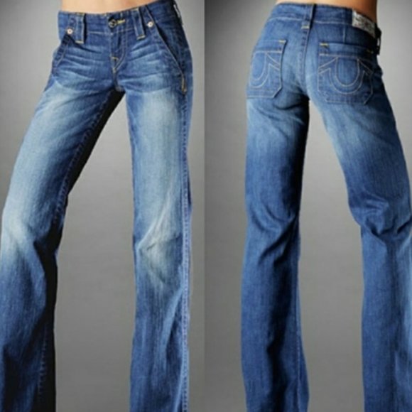 True Religion Horseshoe Pocket Sammy Jeans Size 27 Designer Denim Luxury Denim - Picture 1 of 16